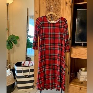 Cute Red Plaid Swing Dress. Size S.